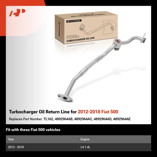Turbocharger Oil Return Line for 2012-2018 Fiat 500