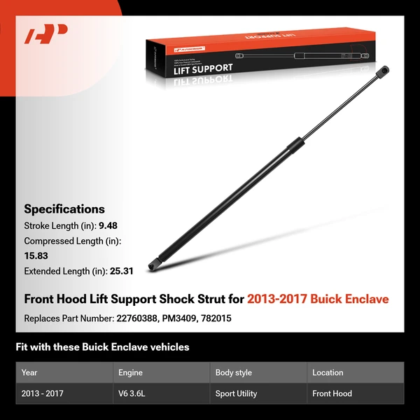 Front Hood Lift Support Shock Strut for 2013-2017 Buick Enclave