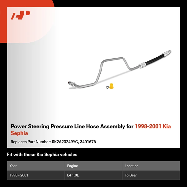Power Steering Pressure Line Hose Assembly for 1998-2001 Kia Sephia