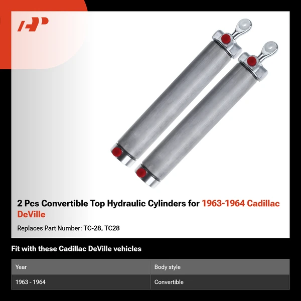2 Pcs Convertible Top Hydraulic Cylinders for 1963-1964 Cadillac DeVille
