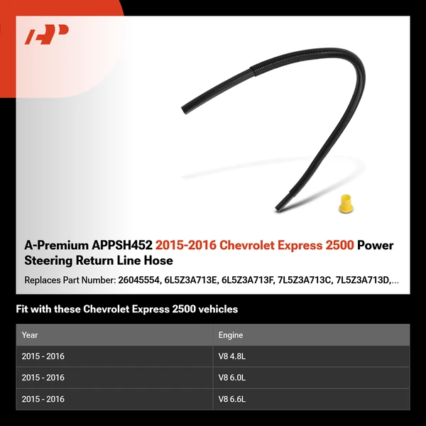 A-Premium APPSH452 2015-2016 Chevrolet Express 2500 Power Steering Return Line Hose