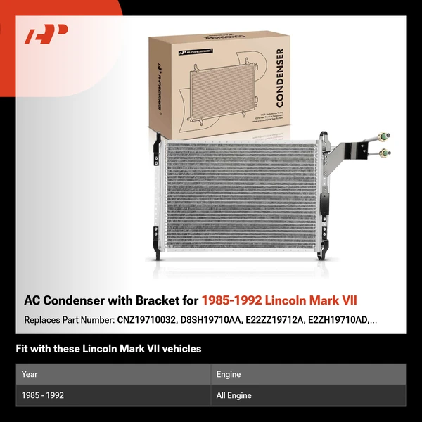 AC Condenser with Bracket for 1985-1992 Lincoln Mark VII