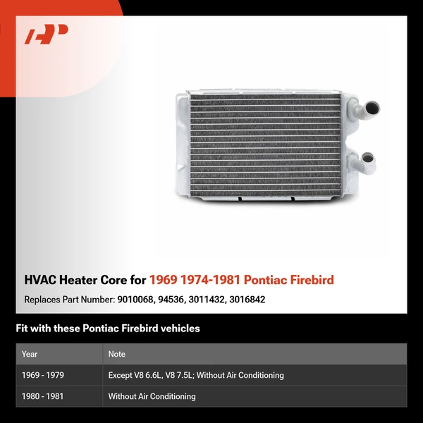 HVAC Heater Core for 1969 1974-1981 Pontiac Firebird