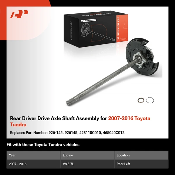 Rear Driver Drive Axle Shaft Assembly for 2007-2016 Toyota Tundra