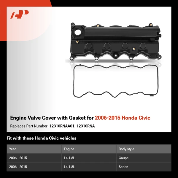 Engine Valve Cover with Gasket for 2006-2015 Honda Civic