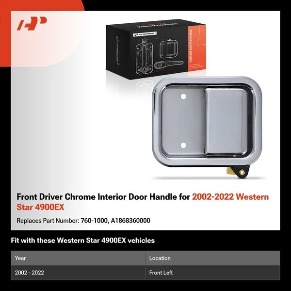 Front Driver Chrome Interior Door Handle for 2002-2022 Western Star 4900EX