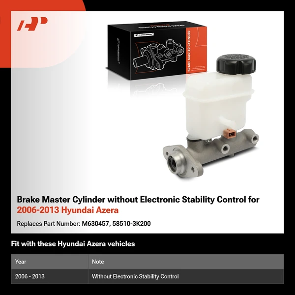 Brake Master Cylinder without Electronic Stability Control for 2006-2013 Hyundai Azera