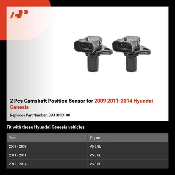 2 Pcs Camshaft Position Sensor for 2009 2011-2014 Hyundai Genesis