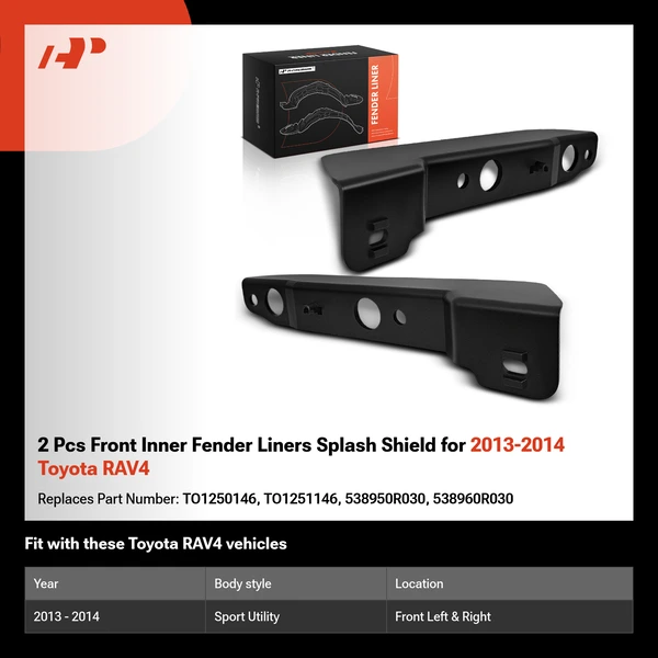 2 Pcs Front Inner Fender Liners Splash Shield for 2013-2014 Toyota RAV4