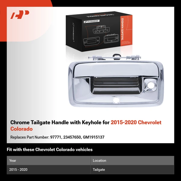 Chrome Tailgate Handle with Keyhole for 2015-2020 Chevrolet Colorado