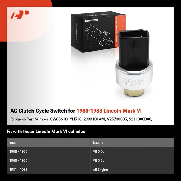 AC Clutch Cycle Switch for 1980-1983 Lincoln Mark VI