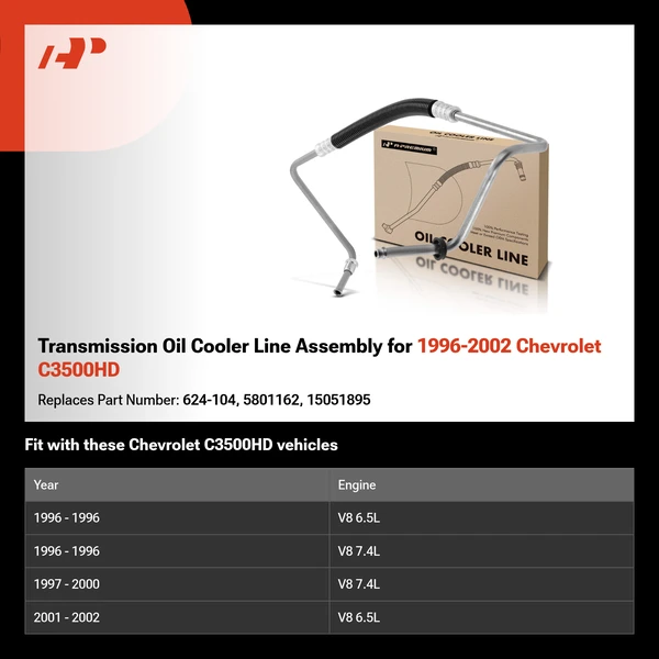 Transmission Oil Cooler Line Assembly for 1996-2002 Chevrolet C3500HD