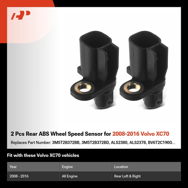 2 Pcs Rear ABS Wheel Speed Sensor for 2008-2016 Volvo XC70