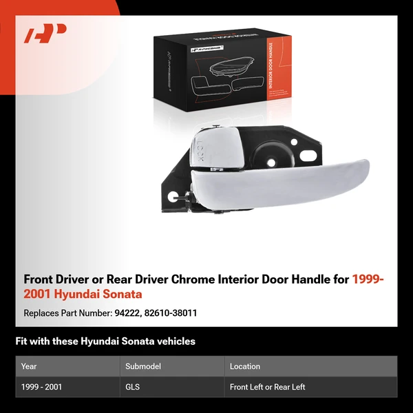 Front Driver or Rear Driver Chrome Interior Door Handle for 1999-2001 Hyundai Sonata