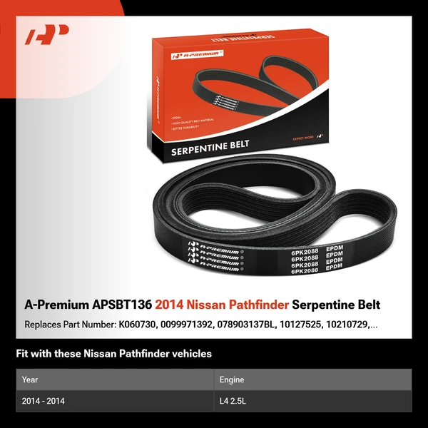A-Premium APSBT136 2014 Nissan Pathfinder Serpentine Belt