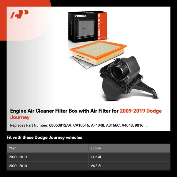 Engine Air Cleaner Filter Box with Air Filter for 2009-2019 Dodge Journey
