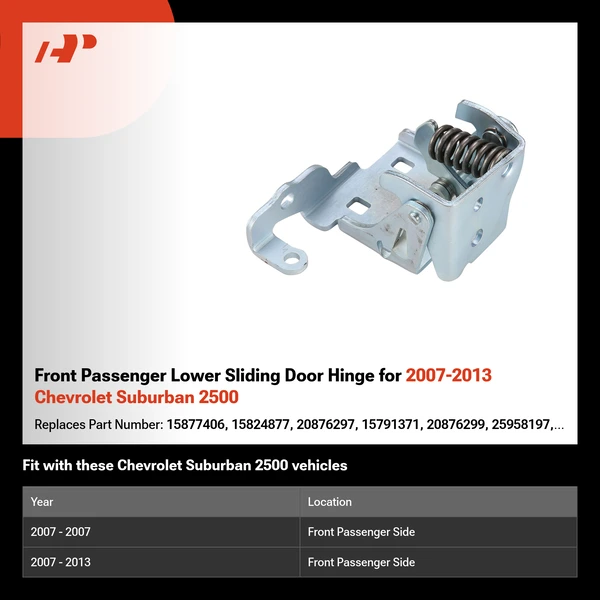 Front Passenger Lower Sliding Door Hinge for 2007-2013 Chevrolet Suburban 2500