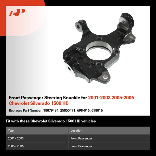 Front Passenger Steering Knuckle for 2001-2003 2005-2006 Chevrolet Silverado 1500 HD