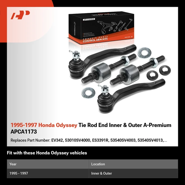 1995-1997 Honda Odyssey Tie Rod End Inner & Outer A-Premium APCA1173