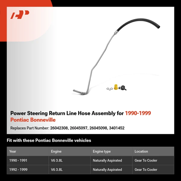Power Steering Return Line Hose Assembly for 1990-1999 Pontiac Bonneville