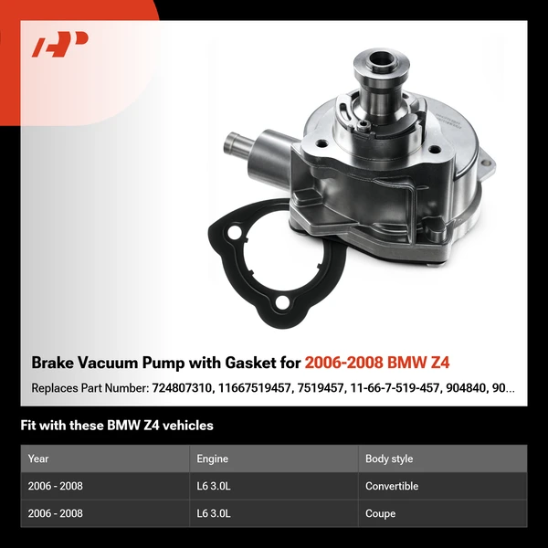 Brake Vacuum Pump with Gasket for 2006-2008 BMW Z4
