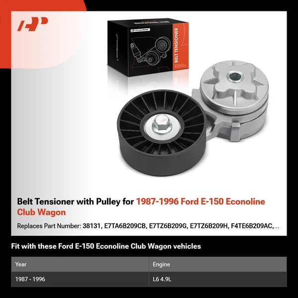 Belt Tensioner with Pulley for 1987-1996 Ford E-150 Econoline Club Wagon