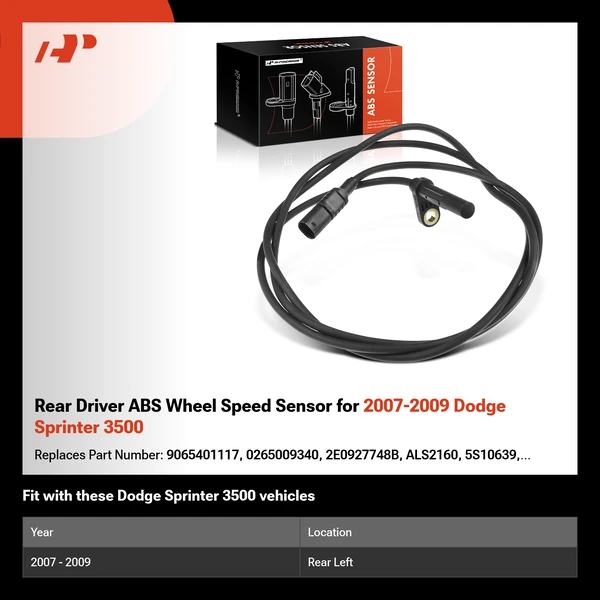 Rear Driver ABS Wheel Speed Sensor for 2007-2009 Dodge Sprinter 3500