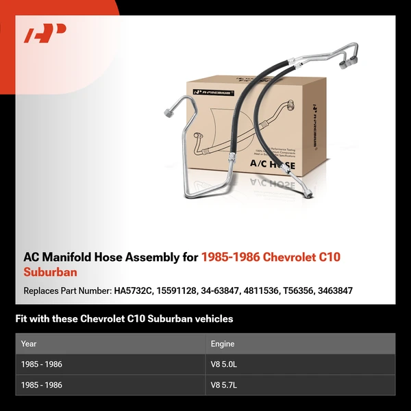AC Manifold Hose Assembly for 1985-1986 Chevrolet C10 Suburban