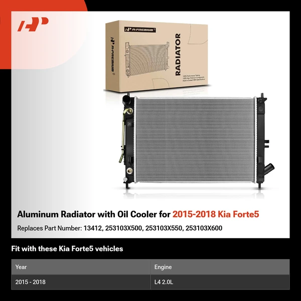 Aluminum Radiator with Oil Cooler for 2015-2018 Kia Forte5