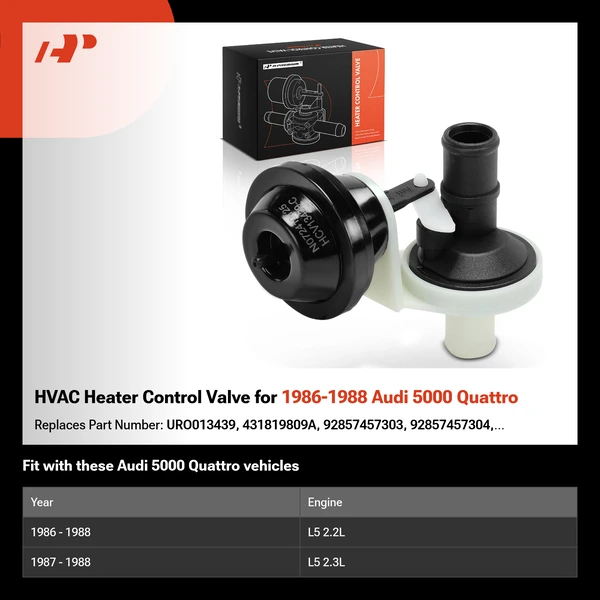 HVAC Heater Control Valve for 1986-1988 Audi 5000 Quattro