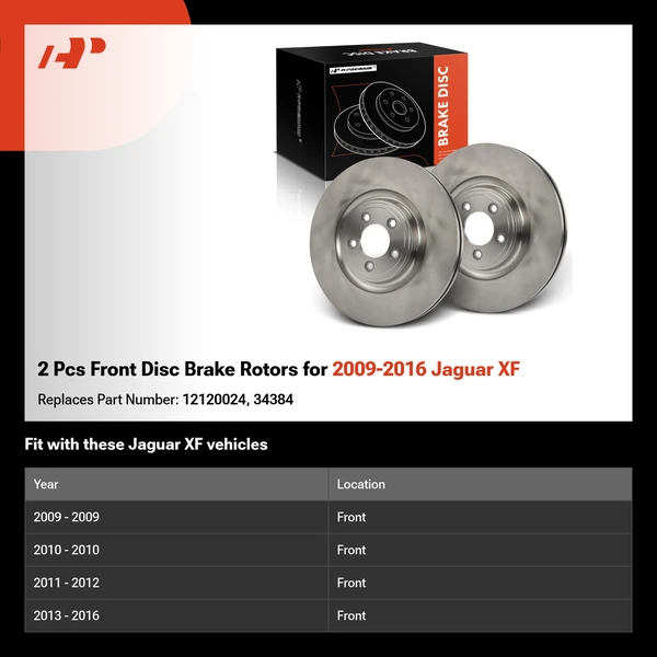 2 Pcs Front Disc Brake Rotors for 2009-2016 Jaguar XF