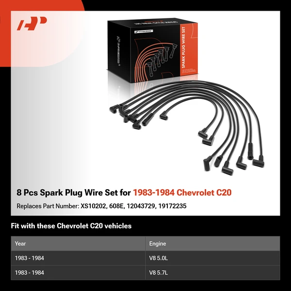 8 Pcs Spark Plug Wire Set for 1983-1984 Chevrolet C20