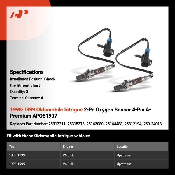 1998-1999 Oldsmobile Intrigue 2-Pc Oxygen Sensor 4-Pin A-Premium APOS1907