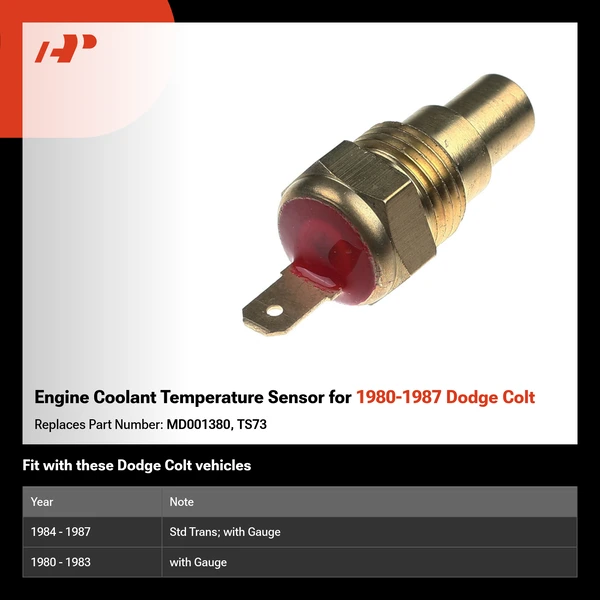 Engine Coolant Temperature Sensor for 1980-1987 Dodge Colt