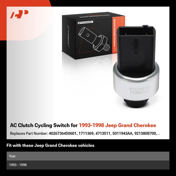 AC Clutch Cycling Switch for 1993-1998 Jeep Grand Cherokee