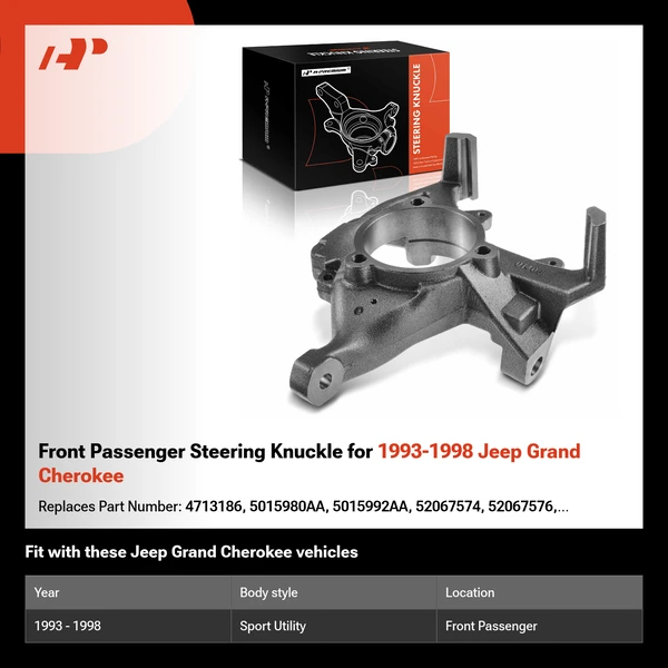 Front Passenger Steering Knuckle for 1993-1998 Jeep Grand Cherokee