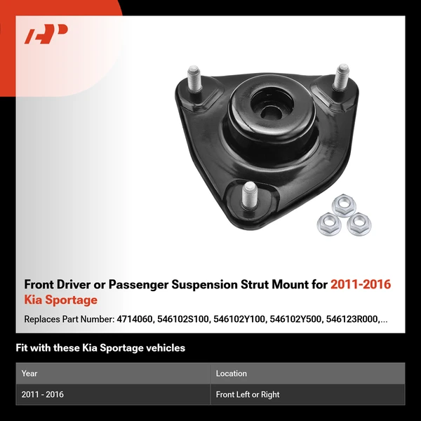 Front Driver or Passenger Suspension Strut Mount for 2011-2016 Kia Sportage