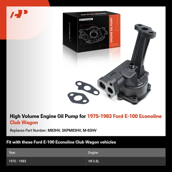 High Volume Engine Oil Pump for 1975-1983 Ford E-100 Econoline Club Wagon