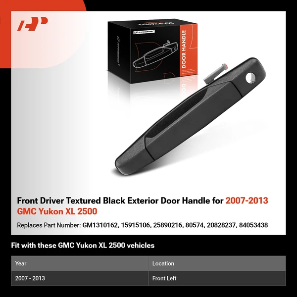 Front Driver Textured Black Exterior Door Handle for 2007-2013 GMC Yukon XL 2500