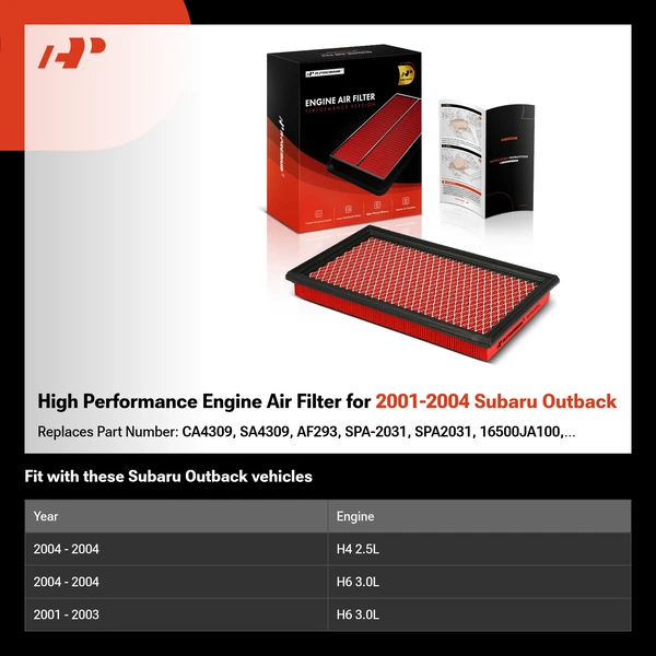 High Performance Engine Air Filter for 2001-2004 Subaru Outback