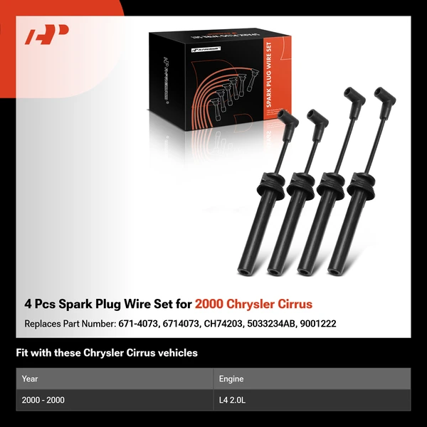 4 Pcs Spark Plug Wire Set for 2000 Chrysler Cirrus