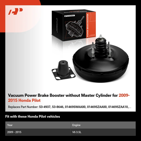 Vacuum Power Brake Booster without Master Cylinder for 2009-2015 Honda Pilot