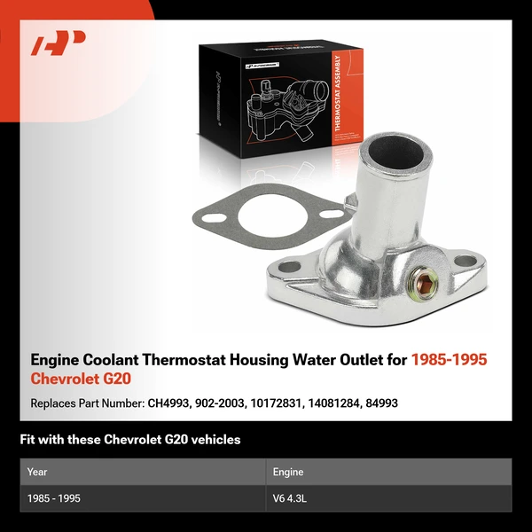 Engine Coolant Thermostat Housing Water Outlet for 1985-1995 Chevrolet G20