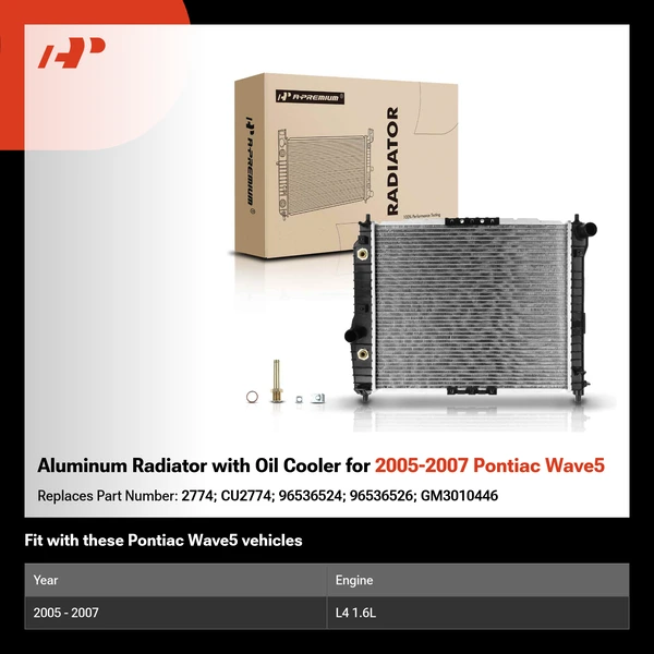 Aluminum Radiator with Oil Cooler for 2005-2007 Pontiac Wave5