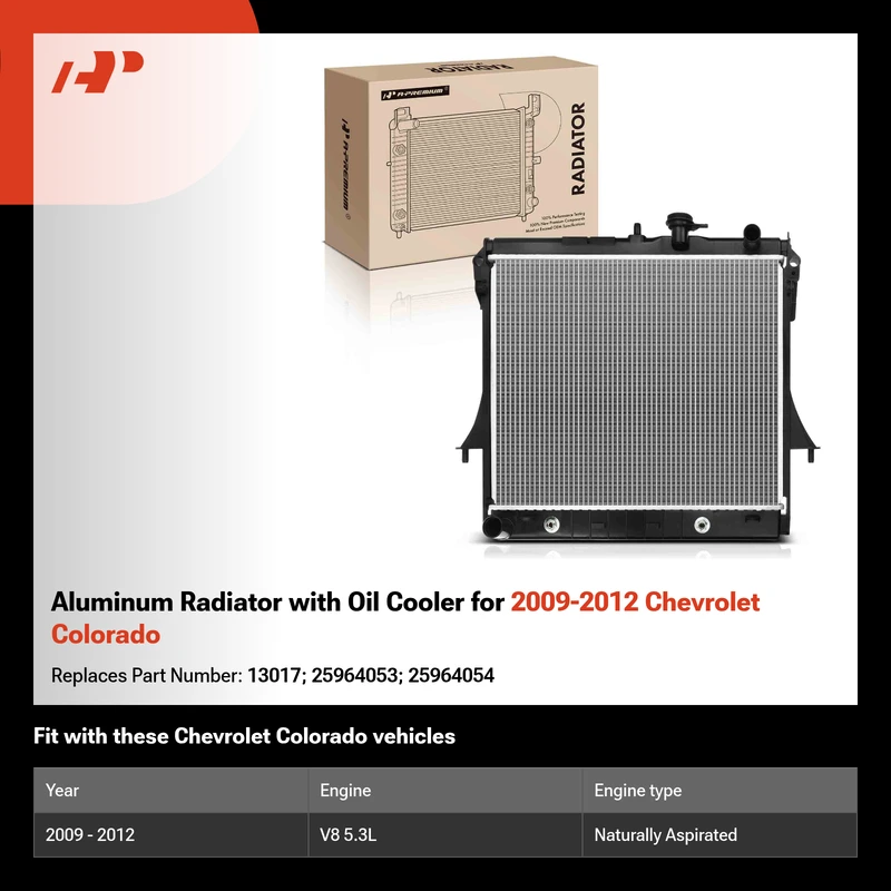 Aluminum Radiator with Oil Cooler for 2009-2012 Chevrolet Colorado