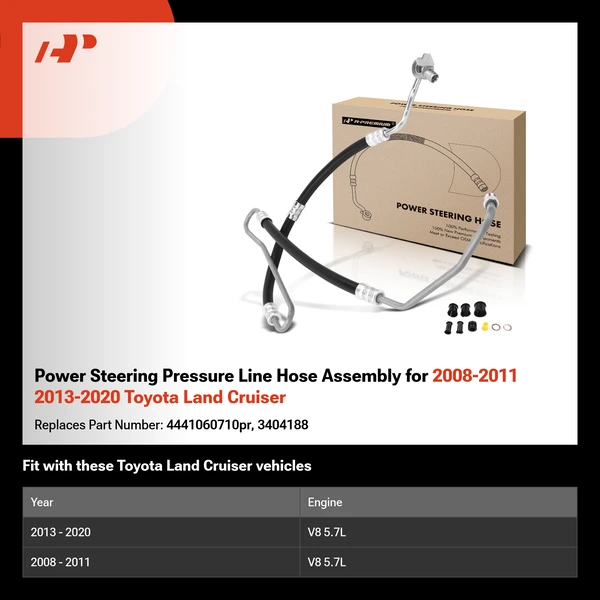 Power Steering Pressure Line Hose Assembly for 2008-2011 2013-2020 Toyota Land Cruiser