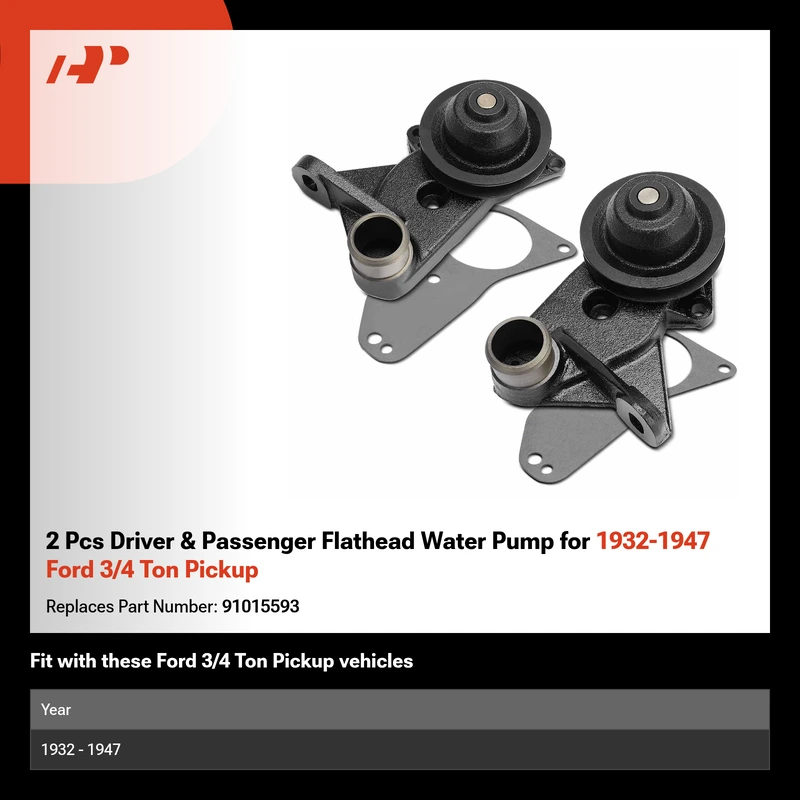 2 Pcs Driver & Passenger Flathead Water Pump for 1932-1947 Ford 3/4 Ton Pickup