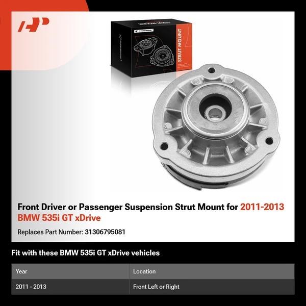 Front Driver or Passenger Suspension Strut Mount for 2011-2013 BMW 535i GT xDrive