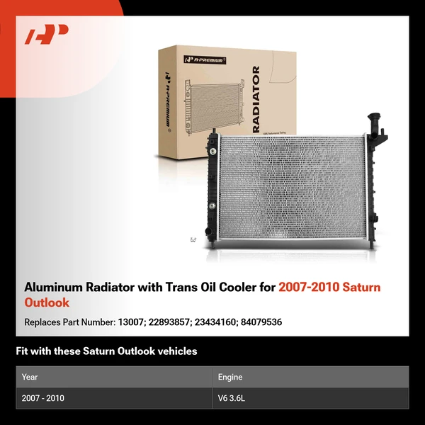 Aluminum Radiator with Trans Oil Cooler for 2007-2010 Saturn Outlook