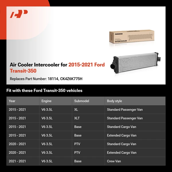 Air Cooler Intercooler for 2015-2021 Ford Transit-350